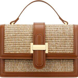 Top Handle Straw Crossbody Bags for Women, Summer Straw Purses and Handbags Shou